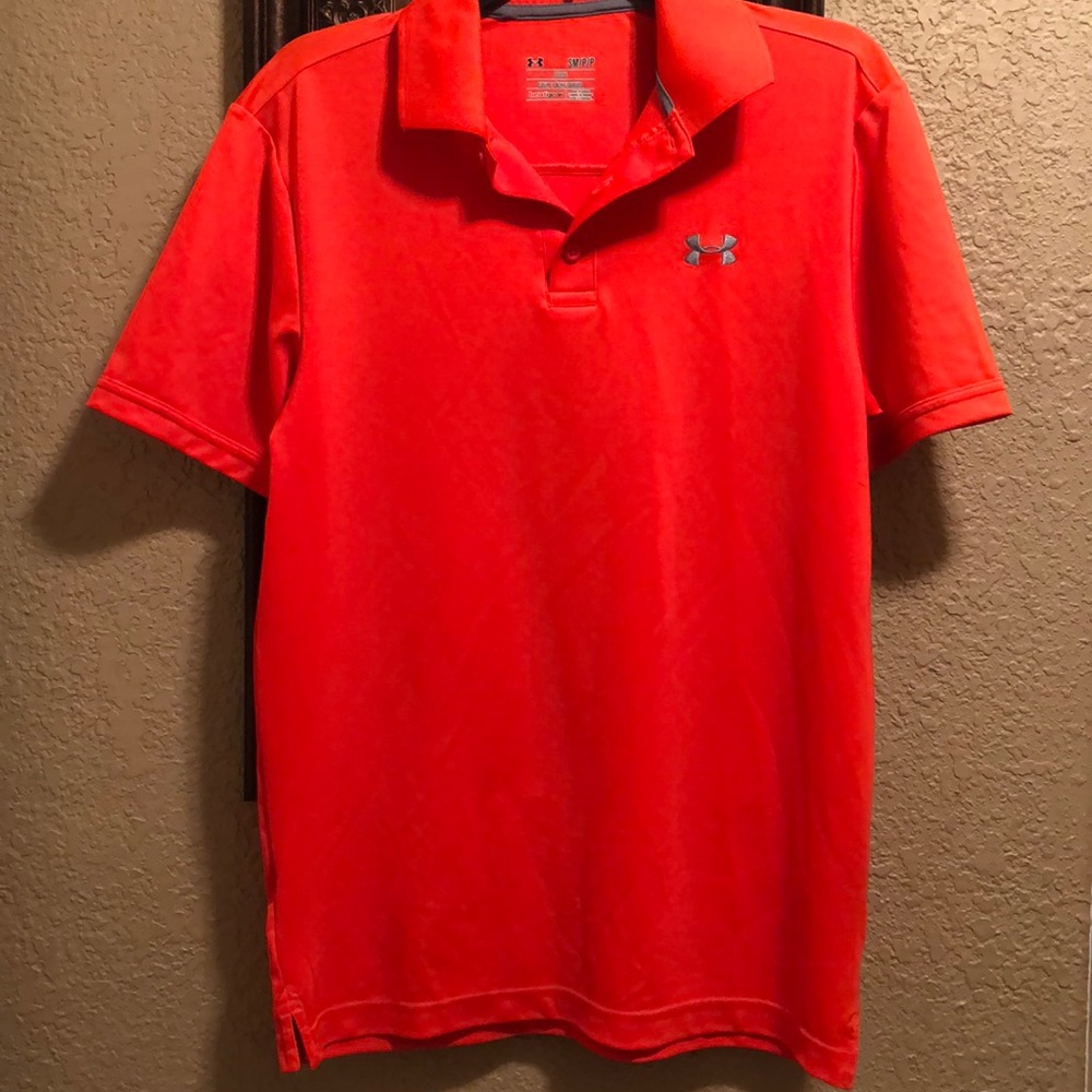NWOT Under Armour Loose Heat Gear Polo shirt. Size small.  Rich Orange color.